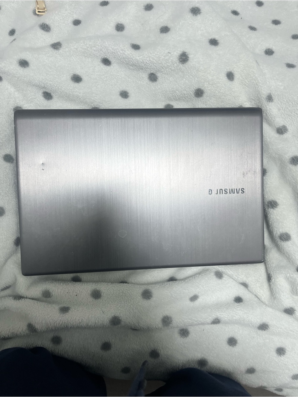 Samsung Gray Brushed Metal Laptop Top-View